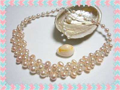 手作り編みこみパールチョーカー Braided Pearl Necklace